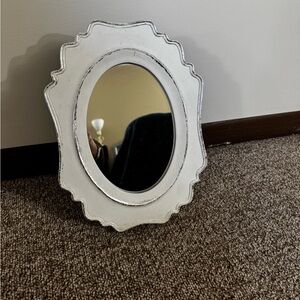 Elegant White Oval Wall Mirror
